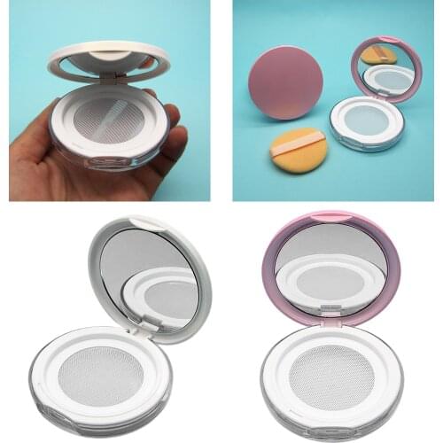 3 ml 0.1 oz Empty Plastic Loose Powder Container DIY Makeup Powder Holder with Mirror and Elasticated Net Sifter