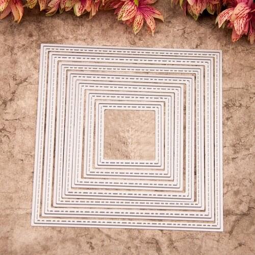8pcs Square 8*8cm Metal Cutting Dies for DIY Scrapbooking Dies Cut Stencils Crafts Making Photo Album Card Template Decoration