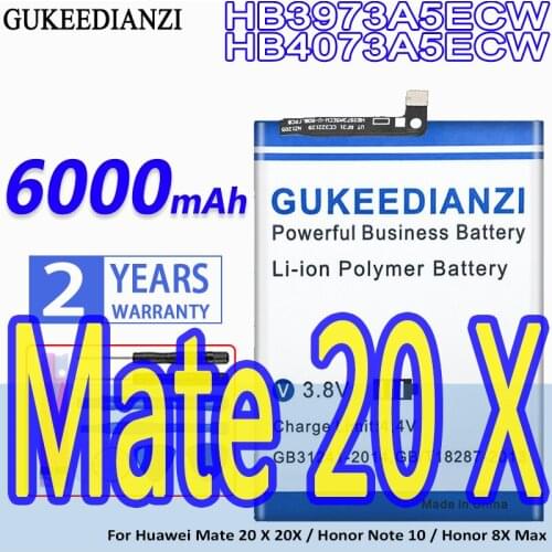 GUKEEDIANZI Battery HB3973A5ECW HB4073A5ECW 6000mAh For Huawei Mate 20 X 20X / Honor Note 10 / Honor 8X Max Mate20X Note10 8XMax
