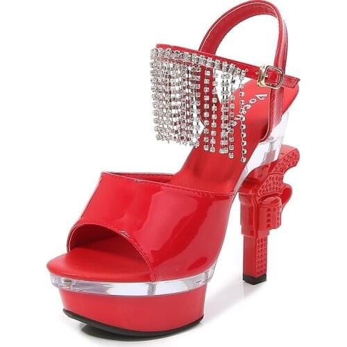 Mclubgirl Platform Crystal Shoes Wedge Sandals and Slippers Womens Summer Waterproof Platform Non-slip Sexy Wedding Shoes LFD