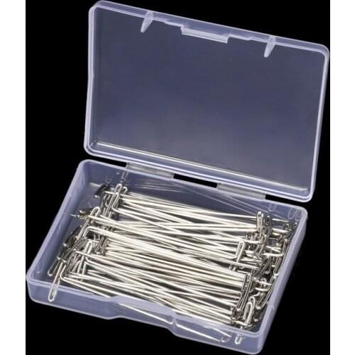 Good Quality Silver 50pcs Tpins for Wigs Making/Display On Foam Head 38mm Long T-pins Sewing Hair Needles Styling tool