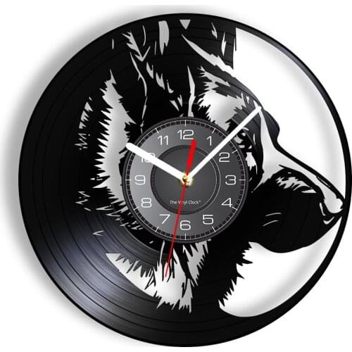 German Shepherd Police Wolf Dog Modern Wall Clock Huntaway Puppy Home Decor Working Dog Retro Vinyl Album Record Wall Watch