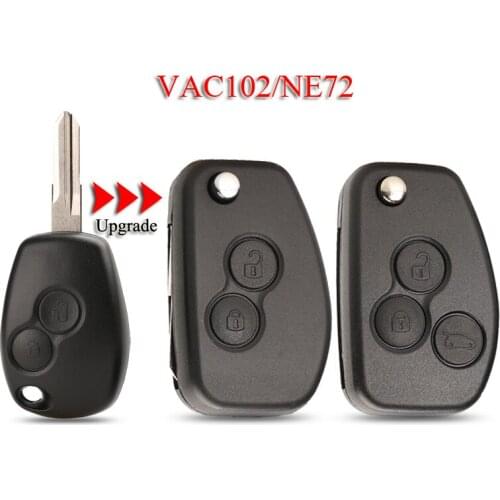 Kutery 10PCS/Lot Upgrade Key Shell For Renault Dacia Logan Espace 2/3Buttons Remote Car Key Case Cover With VAC102/NE72 Blade