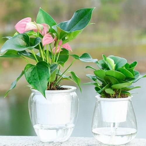 Automatic Watering Flowerpot, Transparent Water Storage Plastic Flowerpot For Succulent Plants Herbs African Violets Flowers