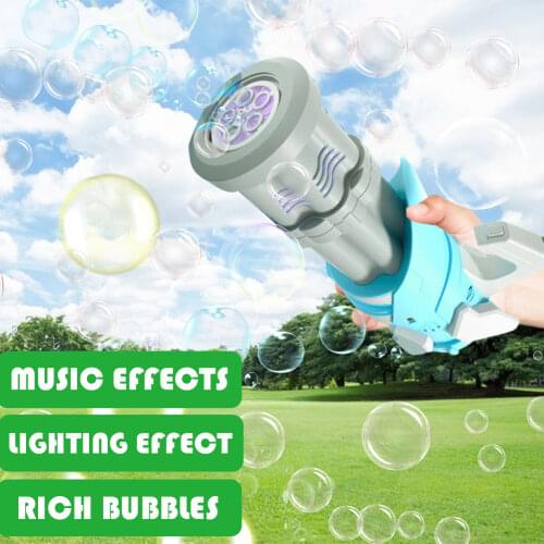 Kids Electric Cartoon Automatic Bubble Gun Bubble Maker Machine with Light Automatic Gun Shape Continuous Stream Bubble Toy
