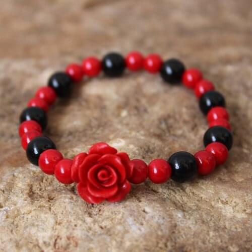 Chinese Cinnabar Rose Agate 8mm Beads Bracelet Adjustable Bangle Charm Jewellery Fashion Accessories Woman Amulet Gifts