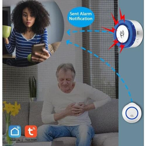 Tuya Smart Elderly Senior WIFI SOS Button Emergency Alarm Fall Alarm Real-time Tracking Two Way Talking Geo-fence Elderly Care