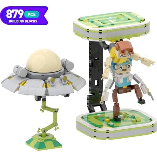 MOC Science adventure Cartoon Tv Anime Figures Building Blocks Travel Through Time and Space Spaceship Bricks Toys for Kids Gift