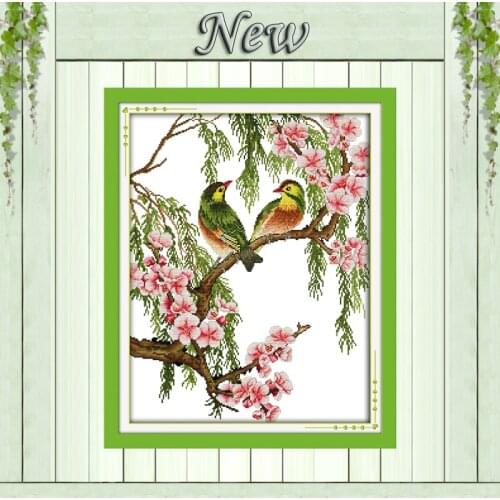 Red-billed leiothrix flowers decor painting counted printed on canvas DMC 11CT 14CT Cross Stitch kits embroidery needlework Sets