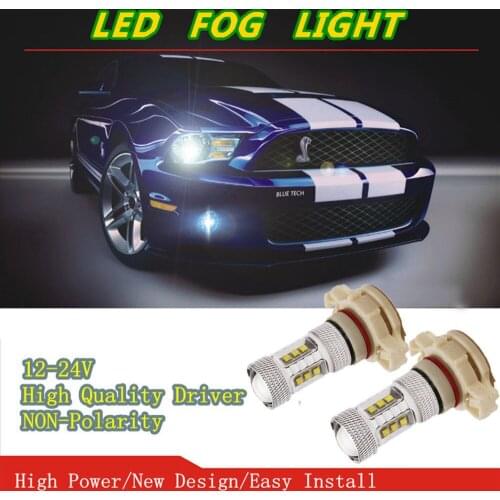 2 Unidades 80W Lampadas Efeito Xenon H16 Psx24w Cree Led Chip Farol Milha 6000k For Peugeot 208