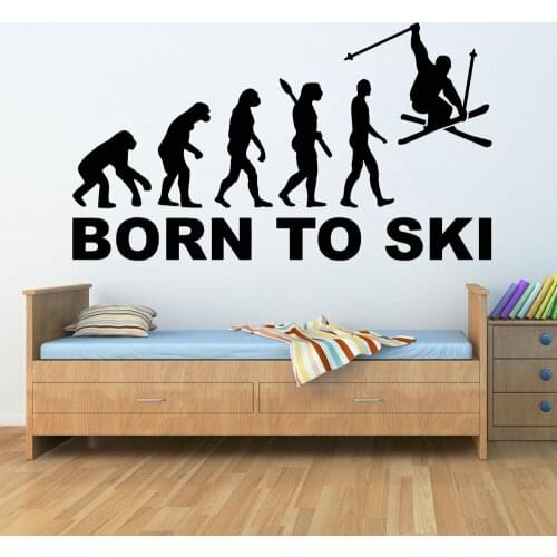 Boy Bedroom Decor Vinyl Wall Decal Evolution Of Man Ski Extreme Sport Art Stickers Mural Skier Decals Posters Decoration G967