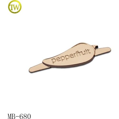 MB680 Custom high classic gold color metal logo label for bag