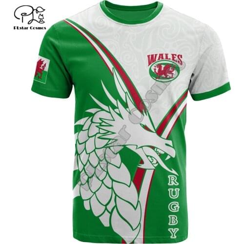 Tessffel Country Emblem Flag Wales Cymru Dragon Tattoo 3DPrint Men/Women Summer Casual Funny Short Sleeve T-Shirts Streetwear A3