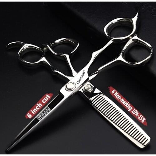 6 inch professional hairdressing flat cut tooth scissors set barber scissors free custom logo