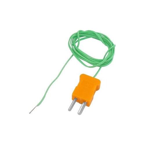 -50 to 204 Celsius K Type 2 Pins Plug Green PTFE Thermocouple Cable 1M