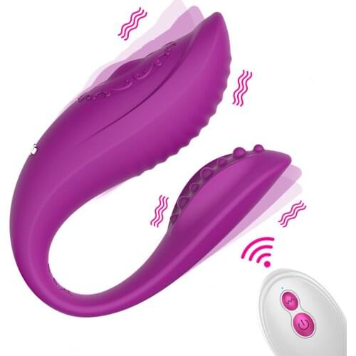 Couple Share Clitoris Vagina G-spot Stimulator Vibrator U Shape wireless Remote control Bendable Double Vibrator Sex Toys