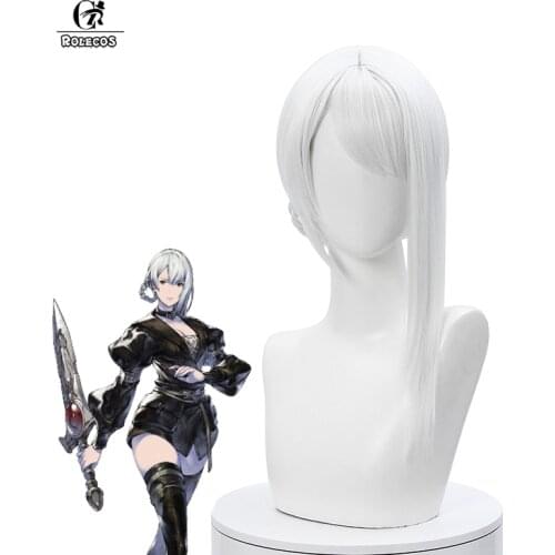 ROLECOS Game NieR Kaine Cosplay Wig NieR Reincarnation Kaine Cosplay Wig Women Headwear White Synthetic Hair Heat Resistant