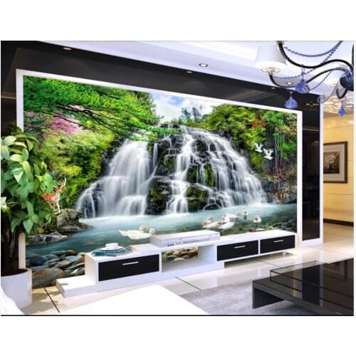 Custom photo wallpapers for walls 3 d murals wallpapers Idyllic landscape scenery forest waterfall mural background wall papers