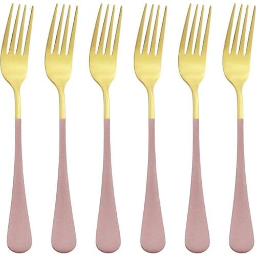 Pink Gold Dinner Forks Tableware Cutlery Set Stainless Steel Cutlery Set Cutlery Set Western Dinnerware Set Outdoor Kitchen Home