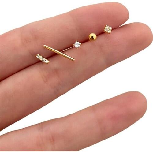 5pcs/set Crystal Stud Earring Sets for Women Simple Gold Color Small Earrings Fashion Korean Brincos Jewelry