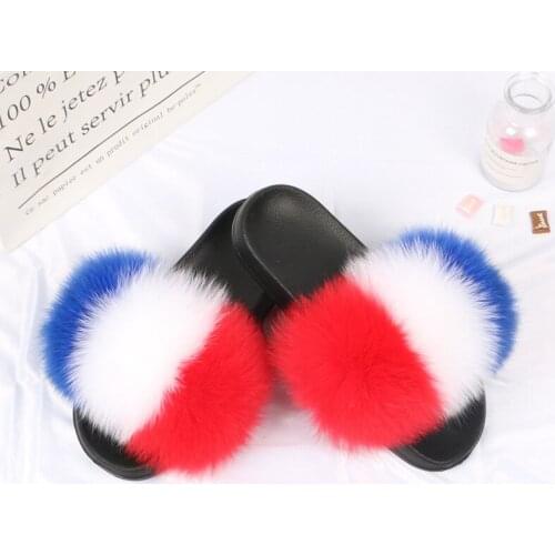 Fur Slippers Summer Outdoor Non-Slip Fluffy Ladies Flip Flops Luxury Charming Home Furry Cute Flat Sandals