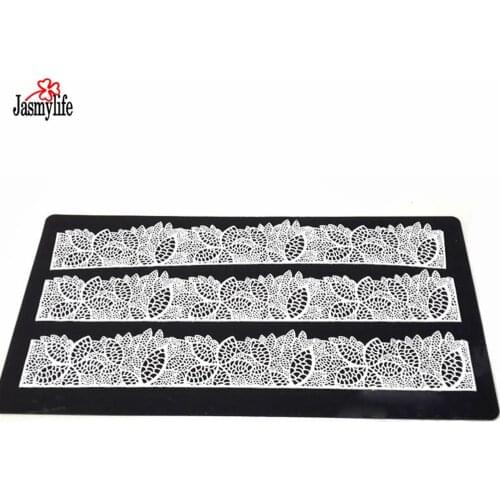 Leaf Silicone Baking Mat Cake Lace Mold Flower Pattern Fondant Molds Cake Decorative Lace Mat Cake Decorating Tools Color Black
