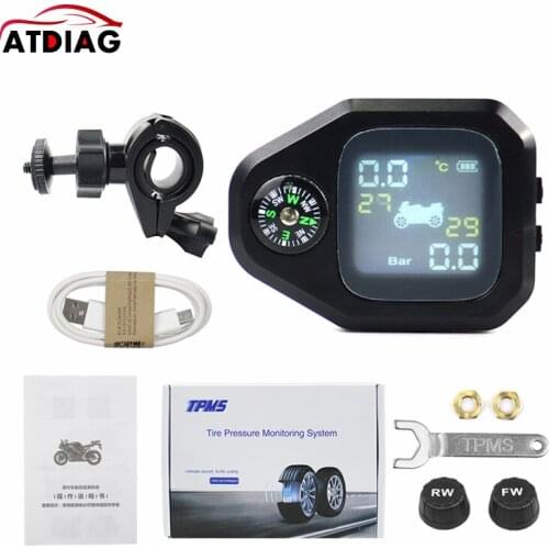 Original USB Solar Charging Motorcycle TPMS Motor Tire Pressure Tyre Temperature Monitoring Alarm System with 2 External Sensors