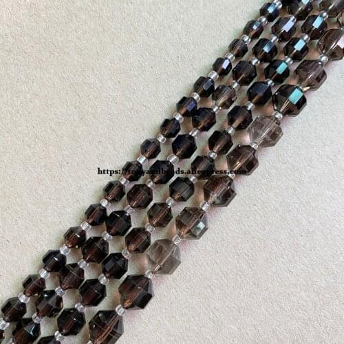 2lots more 10% off ! Semi-precious Stone American Football Faceted AA Quality Smoky Quartz 7" Round Loose Beads 6 8 10 mm