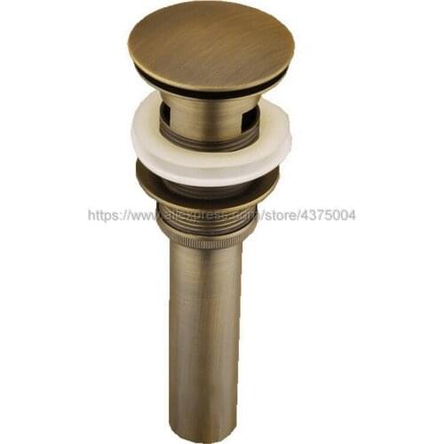 Bathroom Lavatory Antique Brass Basin Sink Drain Pop Up Grate Waste Drainer Waterlet Drains With Overflow Hole Nsd003
