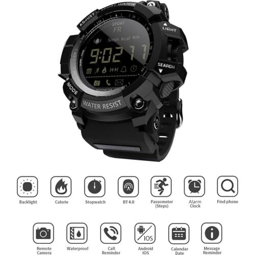 LOKMAT MK16 Smart Watch Men Women Watch EL Luminous Sports BT Smartwatch Activity Fitness Tracker Wristwatch for Android / iOS
