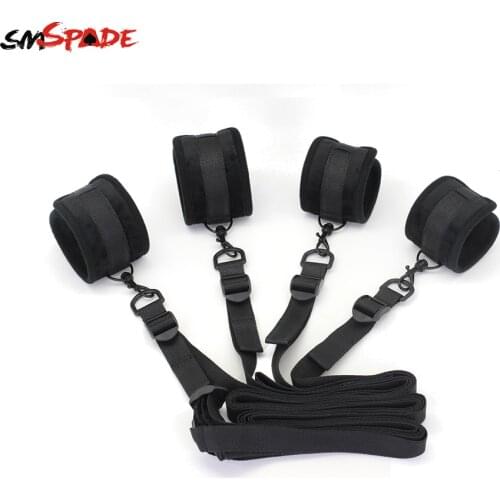 Smspade SM Sex Products Bondage Gear Kit Slave bdsm Fetish Restraint Sex Handcuffs & Ankle Cuffs Female Chastity Belt Sex Toys