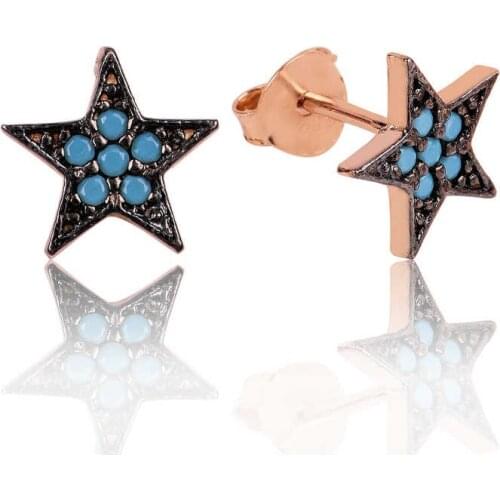 Tevuli 925 Sterling Silver Blue Cubic Zirconia Star Studded Earrings