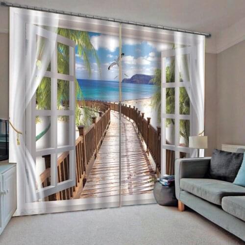 Birdge sedside window curtains 3D Blackout Curtains For Living room Bedding room Drapes Cotinas stereoscopic curtains