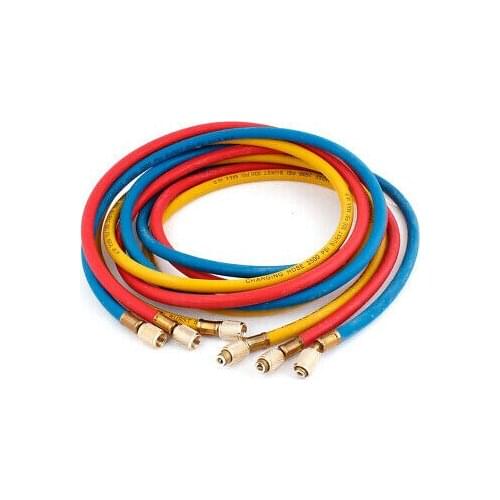 Yellow Blue Red 67" Long Air Conditioning Refrigerant Charging Hoses 3 Pcs