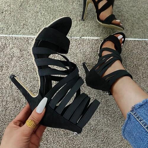Women Sandalias Womens Ladies Pumps Fashion Bandage Mixed Colors High Heels Sandals Casual Shoe 35-43 2021