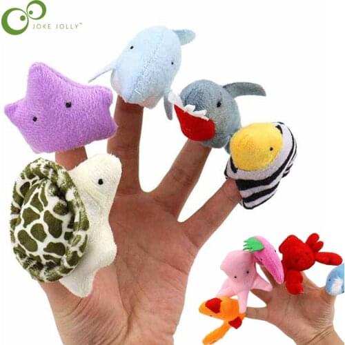 10pc/lot Marine Animals Finger Puppets Dolphin Octopus Whale Shark Sealion Lobster Seahorse Sea Turtle Zebra Fish WYQ