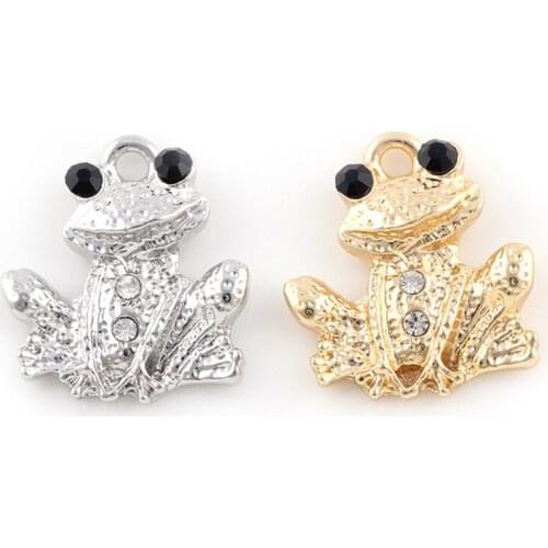 10pcs/lot Frog Rhinestone Dangle Handmade Charms Pendant DIY for Bracelet Necklace Bag
