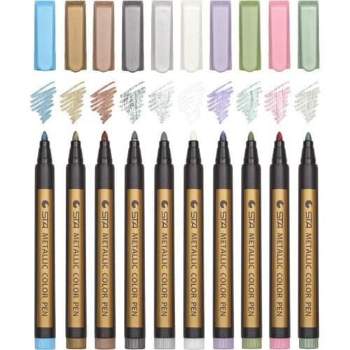 10PCS Metallic Marker Pens Art Permanent Paint Writing Markers for Paper Stone Glass Wall High Light DIY Graffiti Stationery