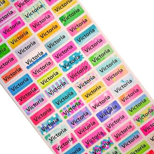 100 pcs Water Proof School Label Personalized Name Stickers Decal Multi Purpose Colorful Multi Color