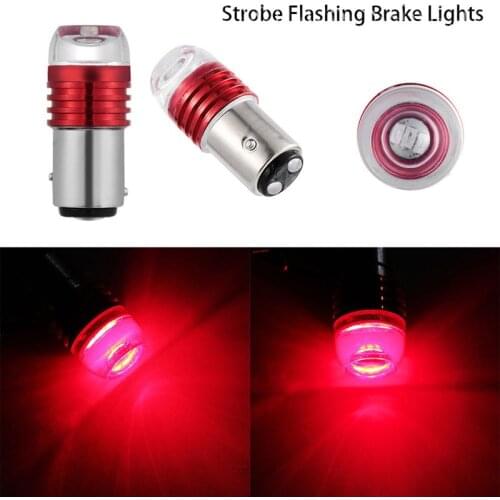 2PCS DC 12V Red 1157 BAY15D Type Stroboscopic LED Projection Bulb Flash Light, Used For Car Tail Light Brake Light Signal New