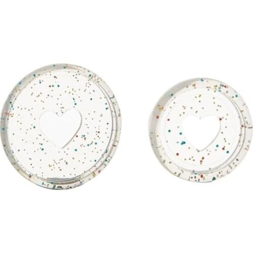 20pcs Glitter Sequin Heart Binder Rings Mushroom Hole Loose Leaf Notebook Binding Plastic Disc Buckle Hoop DIY