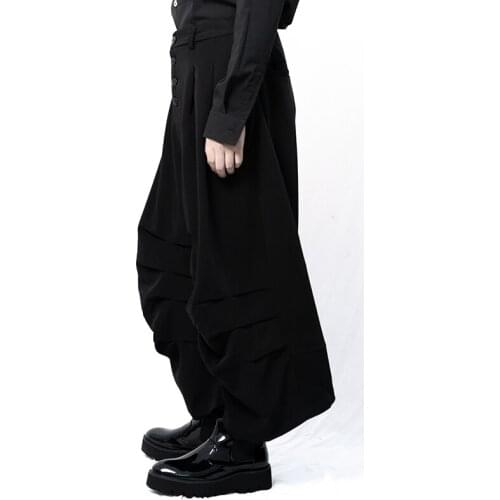 27-46 2021 Dj costume ds Men Womens clothing Hair Stylist Loose fold Wide Leg Pants Culotte plus size costumes