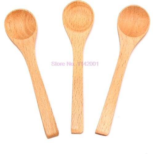 500pcs Small Mini Wooden Round Bamboo Spoon Soup Tea Coffee Salt Spoon Jam Scoop DIY Kitchen Cooking Utensil Tool