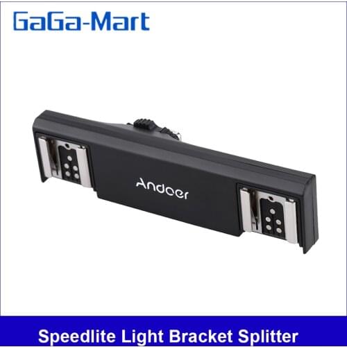 Andoer Dual Hot Shoe Flash Speedlite Light Bracket Splitter for Canon 7DII 70D 5DR 5DRS 5DIII 6D DSLR Camera Camcorder