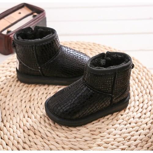 3-12 Year Fashion Pu Leather Plush Warm Winter Snow Ankle Boots For Children Shoes For Girl Shoes For Kids 2021 Non-Slip Boots