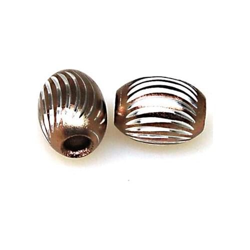 Beads,Loose beads,12*15mm Oval Aluminium Beads,Coffee beads with carving, sold of 200pcs