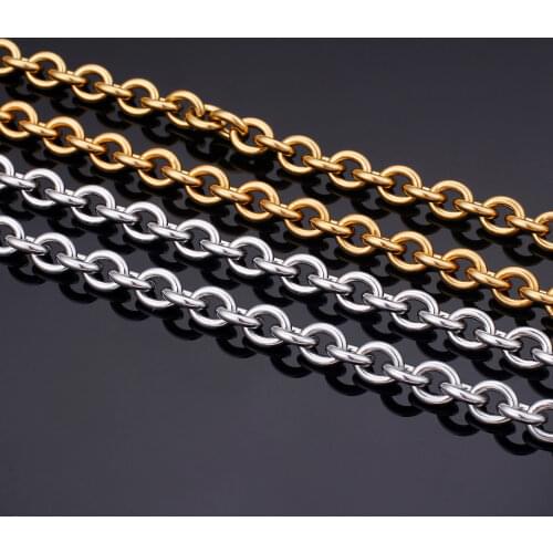 6/8/10mm Width Stainless Steel Large Link Chains For Men Gold Silver color Rock Jewelry