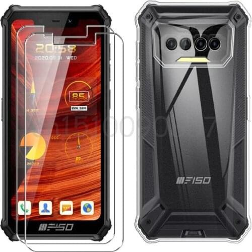 For Oukitel F150 B2021Case 3-in-1 Black Soft Case with Black Full Tempered Glass For Oukitel Bison 2021