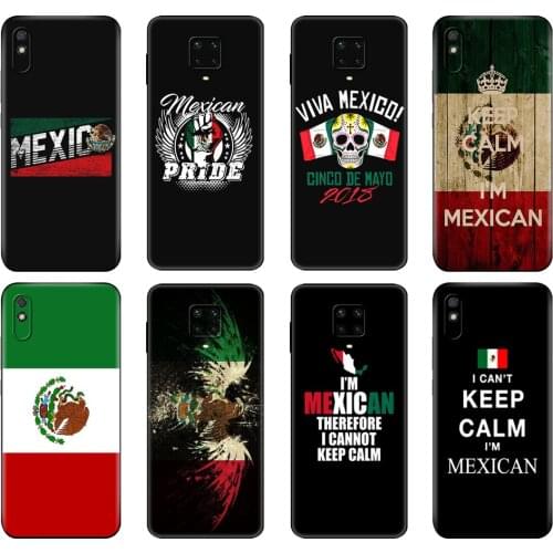 Black tpu Case For Xiaomi Redmi 7A 8 8A 9 9A 9C Case Redmi Note 8T 8 Pro T Note 9 9S 9 Pro Case Mexico flag emblem