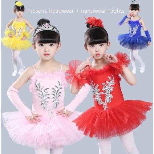 Cheap Ballet Dress Children Girl Dance Clothes Ballerina Dresses Kids Swan Lake Ballet Tutu Costume Stage Performance Dancewear